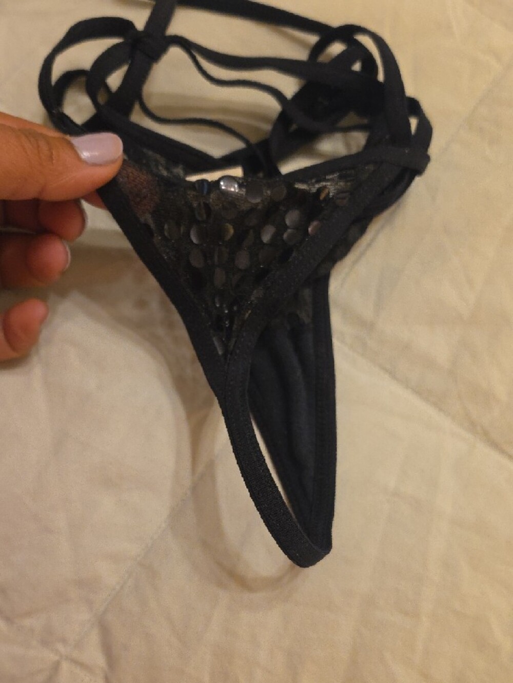 Black Sequin Triangle Bikini Set - Picture 5 of 5